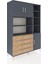 Hyperion Dolap 9 Raflı 4 Çekmeceli 3 Kapaklı 132X44X195 Antrasit-Antrasit/çam 2