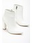 VRT-4801 Beyaz Yüksek Kalın Topuklu Fermuarlı Kadın Bot 3