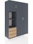 Hyperion Dolap 6 Raflı 3 Çekmeceli Tek Askılı 132X44X195 Antrasit-Antrasit/çam 2