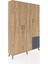 Arges Dolap 6 Raflı 3 Çekmeceli Tek Askılı 132X30X195 Çam-Çam/antrasit 2