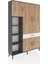 Arges Dolap 8 Raflı Tek Çekmeceli 5 Kapaklı 132X30X195 Antrasit-Çam/aytaşı 2