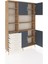 Arges Dolap 9 Raflı 4 Çekmeceli 4 Kapaklı 132X30X195 Çam-Antrasit/aytaşı 5