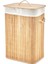 DİKDÖRTGEN BAMBU AHŞAP KİRLİ ÇAMAŞIR SEPETİ 40X30X60CM SEYYAR KAPAKLI İÇİ BEZLİ İP KULPLU (4989) 1