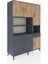 Hyperion Dolap 9 Raflı 4 Çekmeceli 4 Kapaklı 132X44X195 Antrasit-Çam/antrasit 2