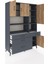 Hyperion Dolap 9 Raflı 4 Çekmeceli 4 Kapaklı 132X44X195 Antrasit-Çam/antrasit 5