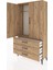 Arges Dolap Tek Raflı 3 Çekmeceli Tek Askılı 88X30X163 Çam-Çam 4