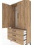 Arges Dolap Tek Raflı 3 Çekmeceli Tek Askılı 88X30X163 Çam-Çam 5