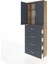 Arges Dolap 3 Raflı 4 Çekmeceli 2 Kapaklı 88X30X243 Çam-Antrasit 4