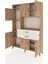 Arges Dolap 8 Raflı 2 Çekmeceli 6 Kapaklı 132X30X195 Çam-Çam/aytaşı 3