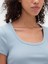 Kadın Açık Mavi Modern Fitilli Crop T-Shirt 3