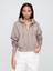 Kadın Kahverengi Oversized Gap Logo Grafik Fermuarlı Sweatshirt 1
