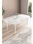 Nice Beyaz Mermer Desen 80X132 Açılabilir Mdf Masa Yemek Odası Takımı, Mutfak Takımı 4 Adet Sandalye, 1 Bench 5