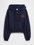 Kadın Lacivert Oversized Gap Logo Grafik Fermuarlı Sweatshirt 2