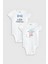 Organik %100 Pamuk Little Gentleman 2'li Bebek Body Set Beyaz Badi Çıtçıtlı Zıbın Ikili 5011-5614 1