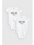 Organik %100 Pamuk Copy Paste Ikiz Desenli 2'li Bebek Body Set Badi Çıtçıtlı Zıbın Ikili 5848-5849 1