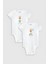 Organik %100 Pamuk Zürafa Baskılı Bebek 2'li Body Set Çıtçıtlı Zıbın Tulum Ikili 5198-5199 1