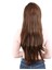 Fiber Sentetik Uzun Düz Kahküllü Peruk - Kahve Karamel 5