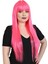 Uzun Kahküllü Fiber Sentetik Peruk - Neon Pembe 1