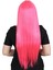 Uzun Kahküllü Fiber Sentetik Peruk - Neon Pembe 4