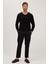 Erkek Slim Fit Dar Kesim Lastikli Bağcık Detaylı Siyah Pantolon 5