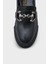 Kadın Günlük Loafer Suni Deri Oval Burunlu Metal Tokalı 6 cm 8