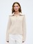 Kadın Krem Relaxed Çeyrek Fermuarlı Kazak 1