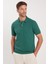 Erkek Slim Fit Dar Kesim Pamuklu Yumuşak Dokulu Serin Tutan Kumaş Düz Pike Yeşil Polo Yaka Tişört 1