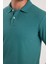 Erkek Slim Fit Dar Kesim Pamuklu Yumuşak Dokulu Serin Tutan Kumaş Düz Pike Yeşil Polo Yaka Tişört 3