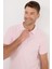 Erkek Slim Fit Dar Kesim Pamuklu Yumuşak Dokulu Serin Tutan Kumaş Düz Pike Pembe Polo Yaka Tişört 2