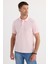 Erkek Slim Fit Dar Kesim Pamuklu Yumuşak Dokulu Serin Tutan Kumaş Düz Pike Pembe Polo Yaka Tişört 4