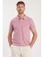 Erkek Slim Fit Dar Kesim Pamuklu Yumuşak Dokulu Serin Tutan Kumaş Düz Pike Lila Polo Yaka Tişört 2