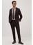 Erkek Slim Fit Mono Yaka Likralı Esnek Kumaş Kahverengi Takım Elbise 1
