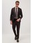 Erkek Slim Fit Mono Yaka Likralı Esnek Kumaş Kahverengi Takım Elbise 4