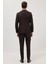 Erkek Slim Fit Mono Yaka Likralı Esnek Kumaş Kahverengi Takım Elbise 7