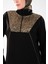 2287_Kadın Fermuarlı Dik Yakalı Uzun Kollu Tesettür Tunik Elbise - Altın Pul Payet ve Dikiş Detaylı 4