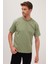 Erkek Boxy Fit Bol Kesim %100 Pamuk Bisiklet Yaka Yeşil Tişört 2