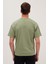 Erkek Boxy Fit Bol Kesim %100 Pamuk Bisiklet Yaka Yeşil Tişört 6