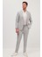 Erkek Slim Fit Mono Yaka Likralı Esnek Kumaş Gri Takım Elbise 1