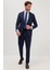 Erkek Slim Fit Mono Yaka Likralı Esnek Kumaş Lacivert Takım Elbise 5