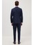 Erkek Slim Fit Mono Yaka Likralı Esnek Kumaş Lacivert Takım Elbise 7
