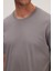 Unisex Relax Fit Rahat Kesim %100 Pamuk Yumuşak Dokulu Hafif Kalın Gri Bisiklet Yaka Tişört 3