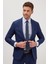 Erkek Slim Fit Mono Yaka Likralı Esnek Kumaş Koyu Lacivert Takım Elbise 2