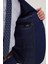 Erkek Slim Fit Mono Yaka Likralı Esnek Kumaş Koyu Lacivert Takım Elbise 3