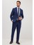 Erkek Slim Fit Mono Yaka Likralı Esnek Kumaş Koyu Lacivert Takım Elbise 4