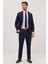 Erkek Slim Fit Mono Yaka Likralı Esnek Kumaş Lacivert Takım Elbise 5