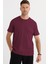 Unisex Relax Fit Rahat Kesim %100 Pamuk Yumuşak Dokulu Hafif Kalın Bordo Bisiklet Yaka Tişört 1
