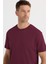 Unisex Relax Fit Rahat Kesim %100 Pamuk Yumuşak Dokulu Hafif Kalın Bordo Bisiklet Yaka Tişört 2