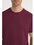 Unisex Relax Fit Rahat Kesim %100 Pamuk Yumuşak Dokulu Hafif Kalın Bordo Bisiklet Yaka Tişört 3