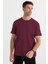 Unisex Relax Fit Rahat Kesim %100 Pamuk Yumuşak Dokulu Hafif Kalın Bordo Bisiklet Yaka Tişört 5