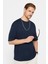 Unisex 3'lü Paket Lacivert-Beyaz-Siyah Oversize Geniş Kesim %100 Pamuk Basic Bisiklet Yaka Tişört 2